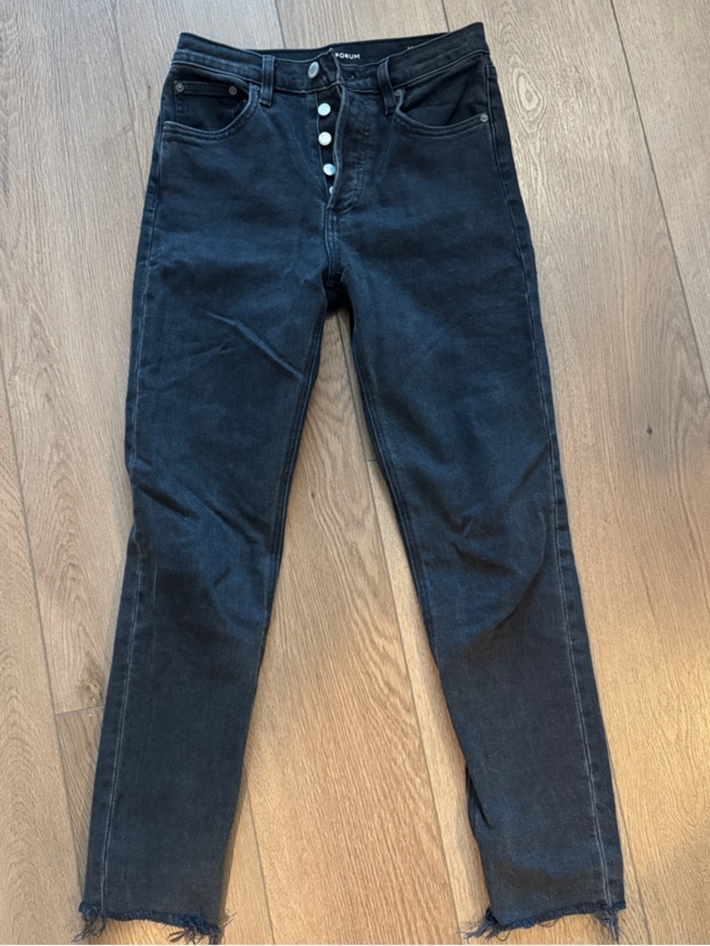Aritzia High-Rise Black Jeans with Button Fly